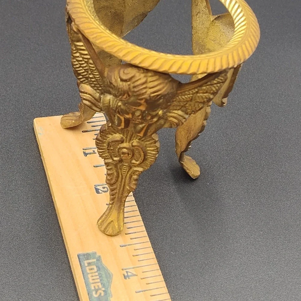 ✅📸Set-2 Brass Angel Footed Holder Vintage Cups Glass Candle Stand Orb India📏👀